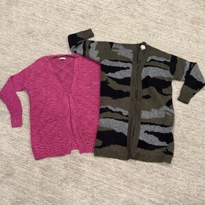 Knox Rose Pink and Camouflage Cardigans